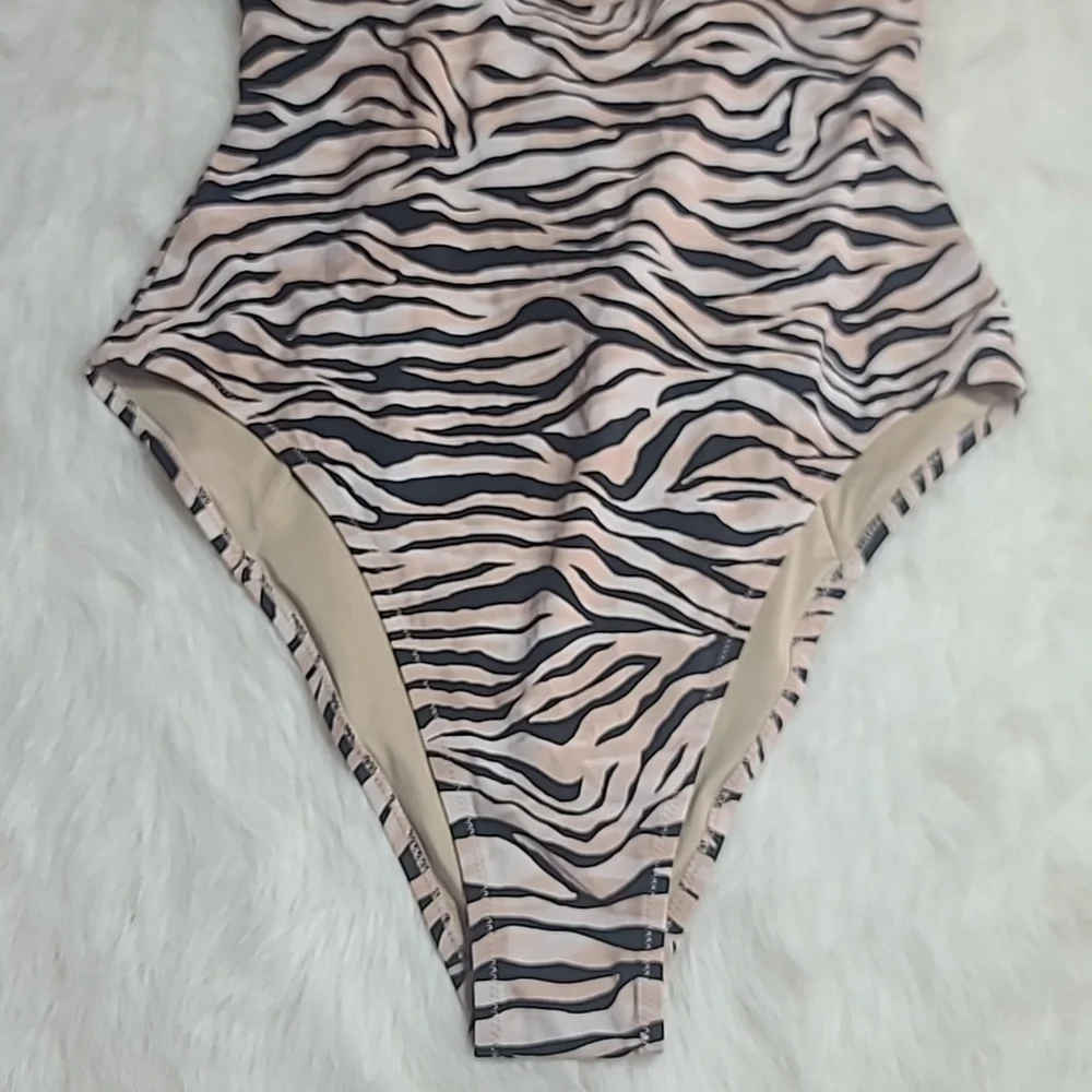 Shade & Shore Tiger Stripes Tie Back One Piece Swim Suit